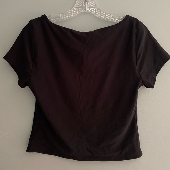 Olive & Oak Women’s Black Short Sleeve Corset Tee Large Square Neck Stretch Soft - Picture 9 of 14